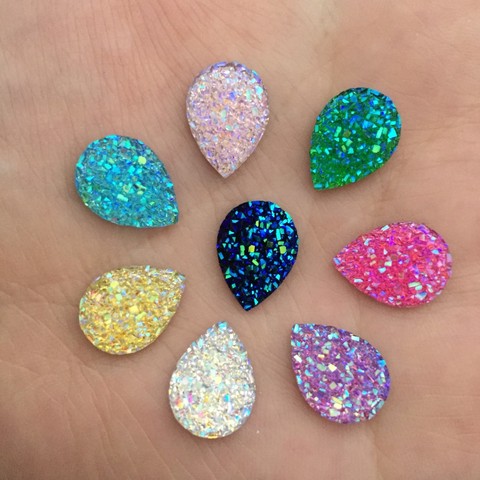 80pcs AB Resin 10*14mm Bling Ore teardrop flatback rhinestone Ornaments DIY  Wedding appliques craft D55*2 ► Photo 1/6