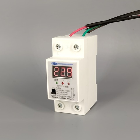 40A 220V ON/OFF reconnect over voltage and under voltage protection protective device relay with Voltmeter voltage monitor ► Photo 1/6