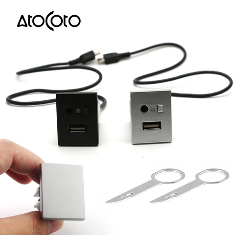 AtoCoto Car USB Slot Interfaces Mini Cable Adapter Connection for Ford Focus MK2 CD DVD AUX Control Button Switch Panel Cover ► Photo 1/6