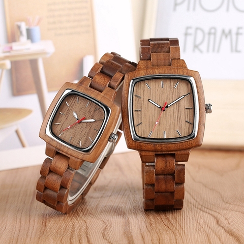 Unique Walnut Wooden Watches for Lovers Couple Men Watch Women Woody Band Reloj Hombre 2022 Clock Male Hours Top Souvenir Gifts ► Photo 1/6