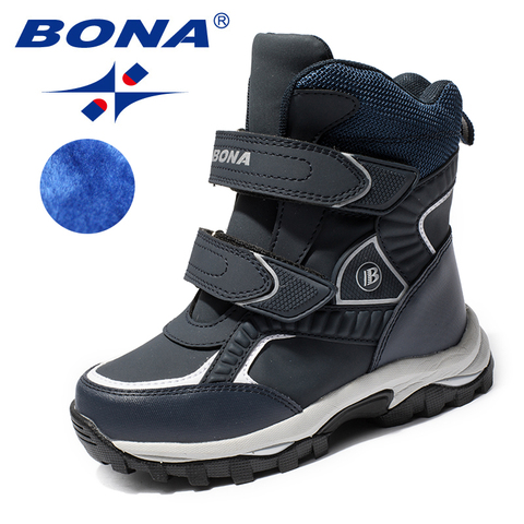 BONA New Classics Style Children Boots Hook & Loop Boys Snow Boots Leather Boys Ankle Boots Outdoor Fashion Sneakers ► Photo 1/6