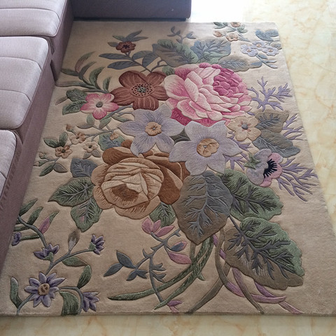 Traditional Chinese Floral Carpets For Living Room 100% Wool Rugs For Bedroom Sofa Coffee Table Floor Mat Villa Study Carpet Rug ► Photo 1/4