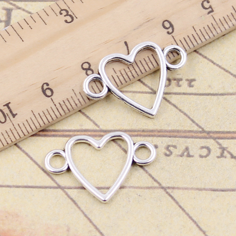 20pcs Charms Heart Link Connector 16x24mm Antique Bronze Silver Color Pendants Making DIY Handmade Jewelry Factory Wholesale ► Photo 1/2