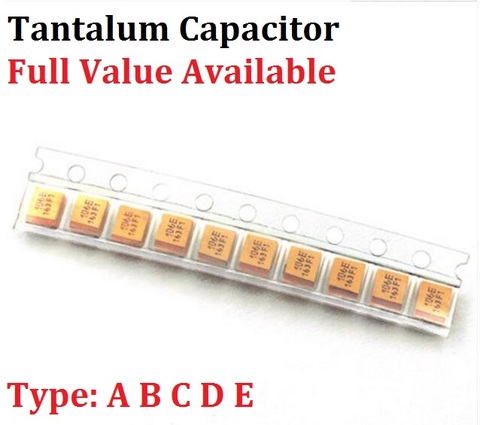 10PCS Tantalum Capacitor Type A 6.3V 10V 16V 25V 35V 0.22UF 1UF 4.7UF 10UF 22UF 33UF 47UF 100UF 106 107 476 105 226 336 224 475 ► Photo 1/3