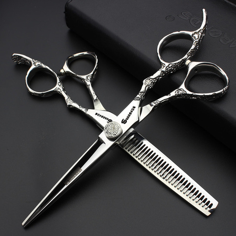 6/7 inch Japan440c Steel Professional Barber Scissors Hair Design Tool Barber Scissors Hairstylist Hairdressing Scissors Set ► Photo 1/6