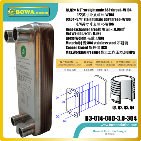 2KW heat transfer beween water and water copper brazed plate heat exchanger is great choice for wall hanging furnances ► Photo 1/6