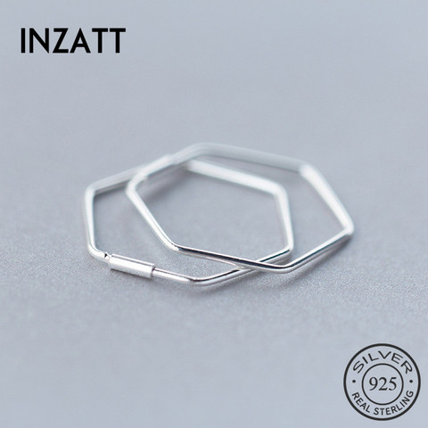 INZATT 100% 925 Sterling Silver Hyperbole Minimalist Geometric Polygon Hoop Earrings Accessories For Women FINE Jewelry Gift ► Photo 1/6