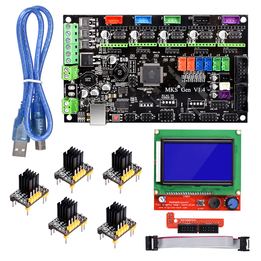 A4988 RepRap MKS Gen 1.4 3D Printer Controller Board LCD 12864 Controller 