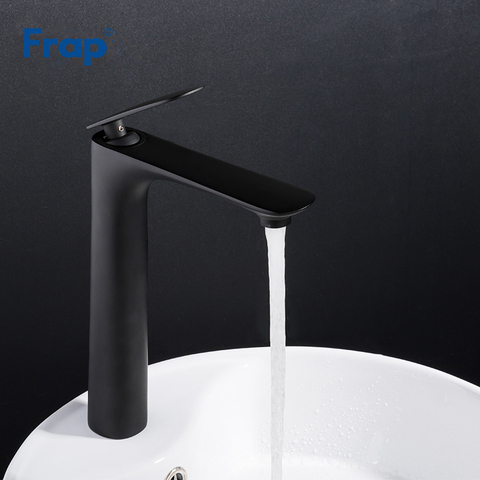 Frap Tall Black tap Basin Sink Mixer Tap deck mounted Cold And Hot Single Handle Wash Bathroom useful Waterfall Faucet Y10043 ► Photo 1/1