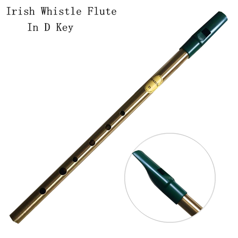 Brass Irish Whistle Flute C/D key Ireland Feadog Flute Tin Pennywhistle Metal Dizi Feadan 6Hole Musical Instrument ► Photo 1/5