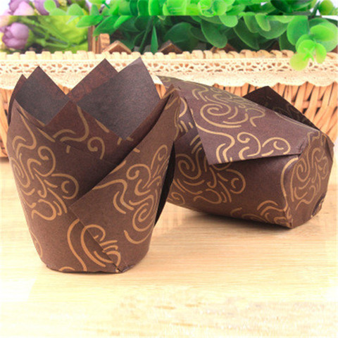 50Pcs Tulip Muffin Cupcake Paper Cups Oilproof Cupcake Liner Baking Muffin Box Cup Case Cake Decorating Tool Muffin Wrap Cases ► Photo 1/6