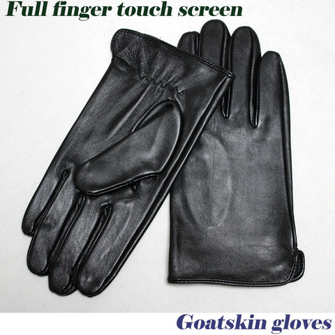 Goatskin Gloves Men's Touch Screen Thin Unlined Full Leather New Spring, Summer and Autumn Outdoor Driving Driver ► Photo 1/6