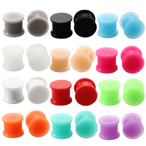 2Pcs Silicone Ear Tunnel Flesh Flexible Hider Plugs Piercing Mixed Colors Double Flare Plug Ear Expander Stretcher Body Jewelry ► Photo 1/6