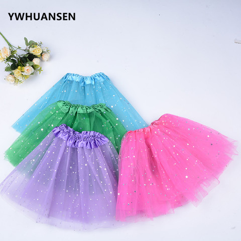 YWHUANSEN Star Sequin Glitter Summer Toddler Skirts of Tulle for Girls Kids Saia Tutu Menina Pink Carnival Costumes for Children ► Photo 1/6