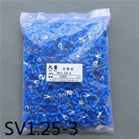 1000pcs SV1.25-3 Pre insulated cold pressed terminals Furcate Y/U shape wire crimp terminals  Brass for AWG22-16 Thickness 0.5MM ► Photo 1/5