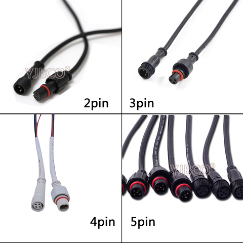 5/10/20/50 pairs 2pin/3pin/4pin/5pin connector,Male to Female Connector Waterproof Cable for LED Strips Light flood light ► Photo 1/6