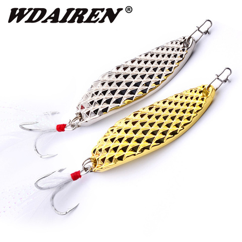 1Pcs Metal Rotation bait Spoon Lures 7g 10g 15g Artificial Gold/silver Bass Hard Sequin Metal Steel Feather Treble Hook Tackle ► Photo 1/4