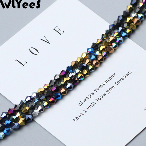WLYeeS Plating 4mm Necklace for Austrian Bicone crystals beads 100pcs Multicolor Loose Space bead Pendant Accessories Making DIY ► Photo 1/6