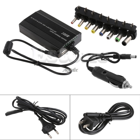 Universal 8xTip Connectors AC/DC To DC Inverter Car Charger Power Supply Adpter With Car Charger Adapter Cord For Laptop EU Plug ► Photo 1/6