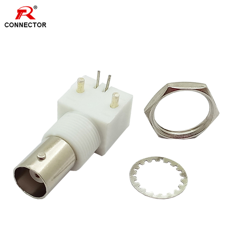 50pcs BNC Female PCB Mount Socket Chassis Connector BNC FEMALE RIGHT ANGLE PANEL MOUNT Plastic TYPE R Connector ► Photo 1/6