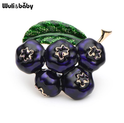 Purple Enamel Blueberry Brooches Women Men's Alloy Plant Brooch Pins Girls' Hat Bag Broche Badge Gifts ► Photo 1/4