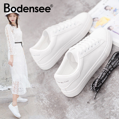 BODENSEE White Sneakers Women Canvas Shoes Women Fashion Vulcanize Shoes Summer Casual Zapatillas Mujer Plus Size 35-42 ► Photo 1/6