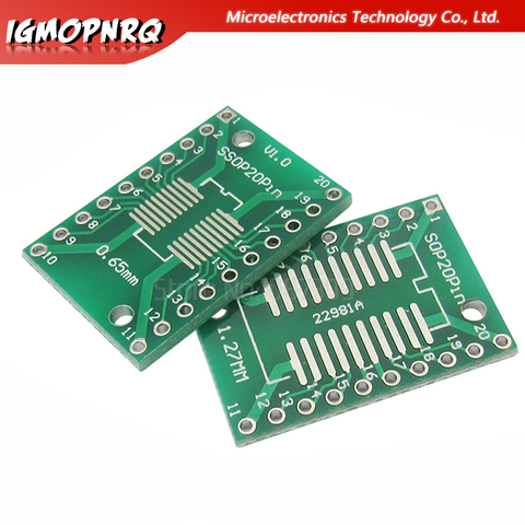 10pcs SOP20 SSOP20 TSSOP20 To DIP20 Pitch 0.65/1.27mm IC Adapter PCB Board ► Photo 1/1