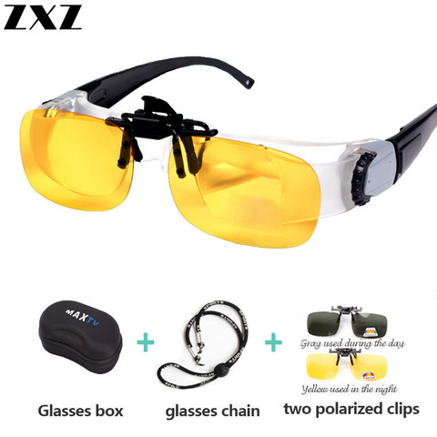 Magnifier Nearsighted Fishing Polarized Glasses Outdoor Myopia Binoculars Telescope Sport Reading Eyeglass Clip on Sunglasses T4 ► Photo 1/6