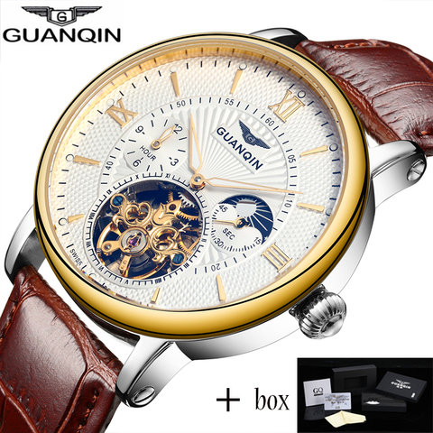 relogio masculino GUANQIN Mens Watches Luxury Brand Tourbillon Skeleton Automatic Watch Men Sport Leather Mechanical Wristwatch ► Photo 1/6