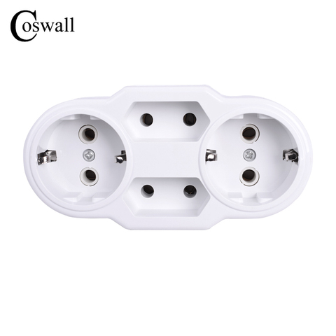 Coswall European Type Conversion Plug 1 TO 4 Way EU Standard Power Adapter Socket 16A Travel Plugs AC 110~250V ► Photo 1/6