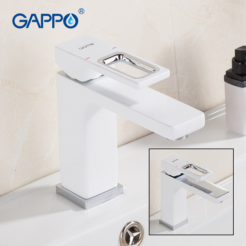 Gappo basin faucets  white polished deck mounted bathroom mixer Cold and Hot Mixer Single Handle Bath Water Waterfall Tap Brass ► Photo 1/1