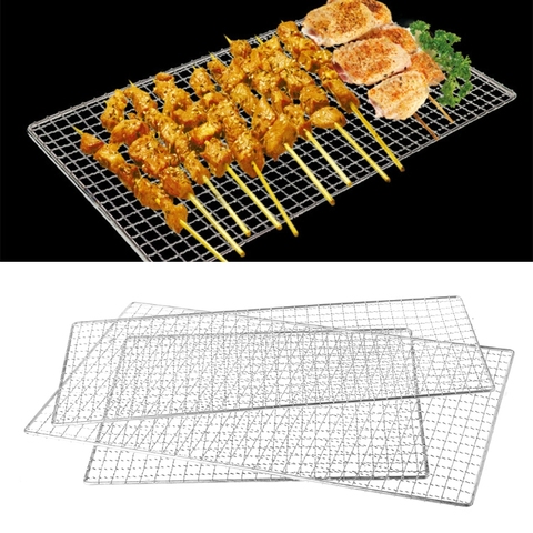 VFGTERTE BBQ Grill Stainless Steel Grilling Meshes kitchen Outdoor Camping Vegetables Meat Fish Seafood Cooking BBQ Tools ► Photo 1/6