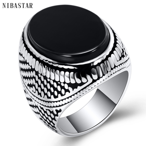 Fashion Super Hero Ring Men's Ring With Black Stone Ring 316L Stainless Steel Jewelry Vintage Silver Plated Ring ► Photo 1/6