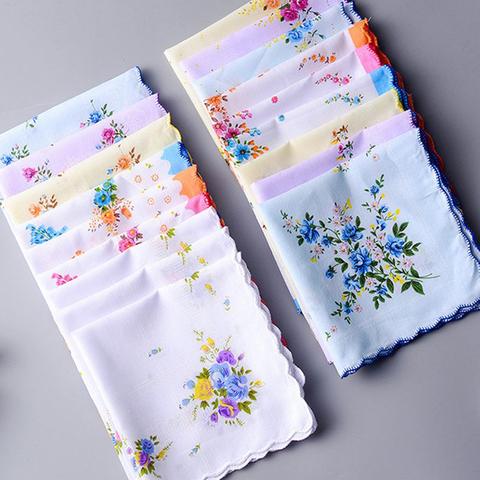 Wholesale 3-5Pcs/Lot Colorful  Handkerchief Women Cotton Floral Embroidered Scarf  Pocket Hankie Hankerchief  Random Color ► Photo 1/6