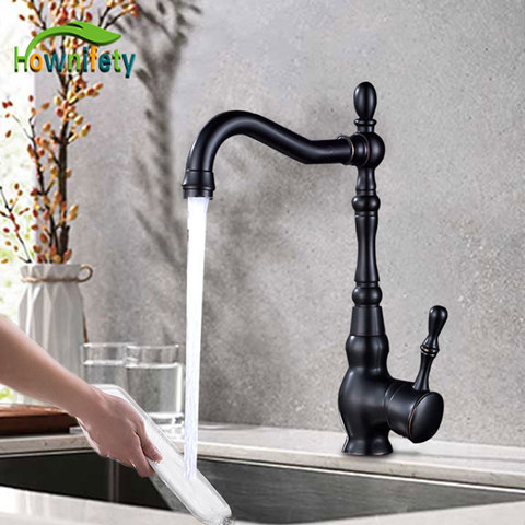 Free Shipping ORB Blacked Color Kitchen Faucet Single Handle Single Hole Hot And Cold Mixer Tap Kitchen Sink Washing Tap ► Photo 1/6