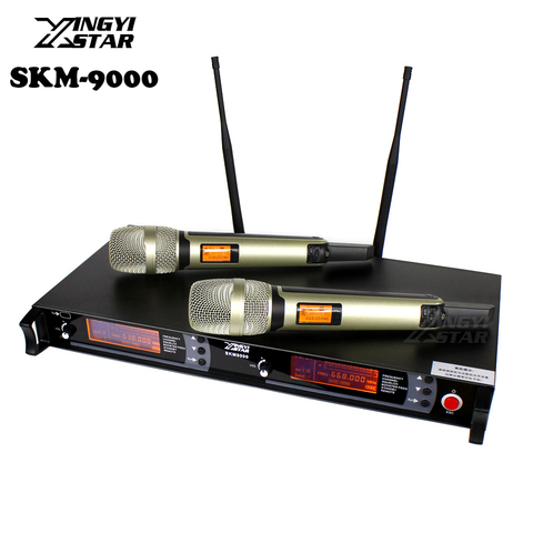 SKM9000 100 m UHF Wireless Microphone Professional Karaoke System Dual Cordless Mic 2 Channel Receiver KTV Microfono Inalambrico ► Photo 1/1
