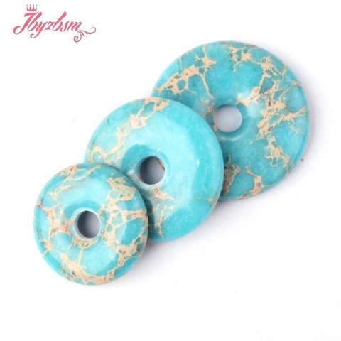 25,30,35mm Round Donut Skyblue Sea Sediment Stone Beads Pendant 1 Pcs For DIY Necklace Jewelry Making,Wholesale Free Shipping ► Photo 1/4