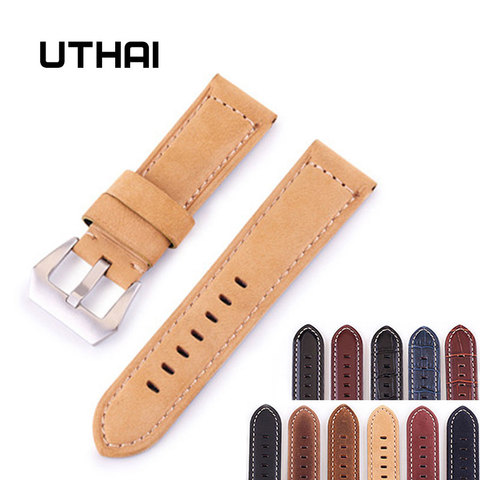 UTHAI Z17 Watchbands 20mm 22mm 24mm 26mm High-end retro Calf Leather Watch band Watch Strap with Genuine Leather Straps ► Photo 1/6