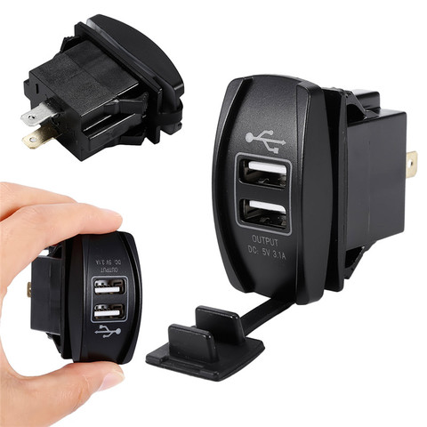 Motorcycle Car 3.1A Dual USB Port Charger Socket Outlet 12V 3.1A LED Waterproof 