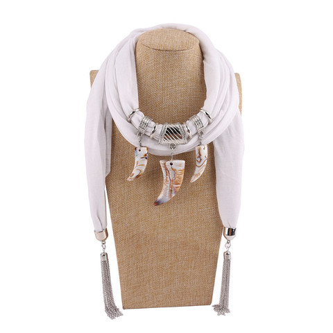 RUNMEIFA Pendants Necklaces Chiffon Scarf Woman/Ladies New Fashion Vintage Imitation Ivory Pattern Bohemian Style 170*40CM ► Photo 1/6