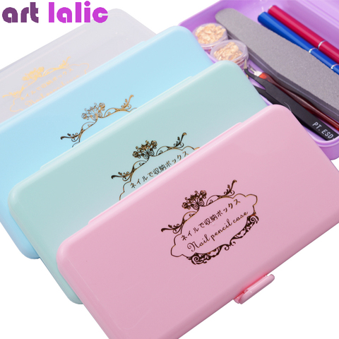 Rectangle Nail Storage Box for Long Nail Tools Tweezers Cuticle Pusher Brushes Pens Nail Art Plastic Empty Holder Container Case ► Photo 1/6