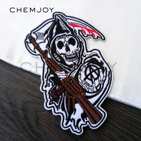 Embroidered Skull Patch for Clothing Sons of Anarchy Iron on Applique for Jackets Rock Punk Backpack Patches Clothes Sticker ► Photo 1/2