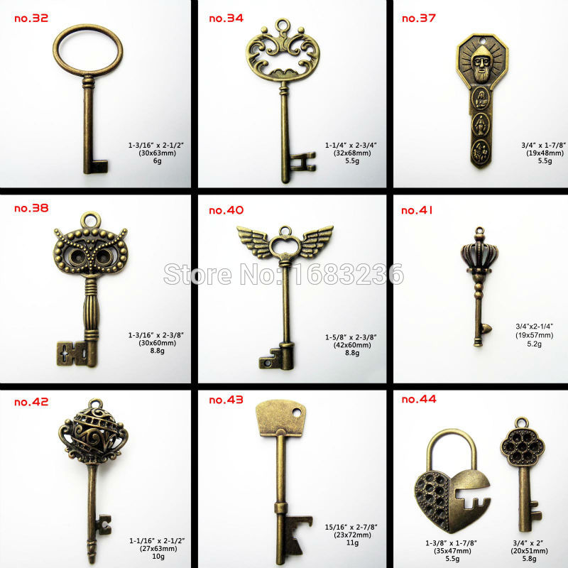 12 Heavy Duty Large Antique Vtg Old Look Skeleton Key Pendant Bow Charms Jewelry 