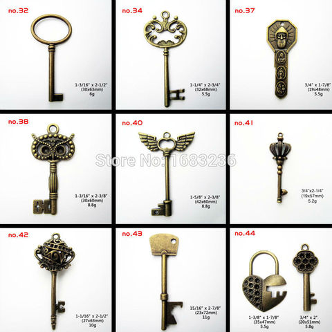 1x Brand New Heavy Duty Large Antique brass Vintage Vtg Old Look Decor Skeleton Key Pendant Bow Steampunk Charms Jewelry DIY ► Photo 1/6
