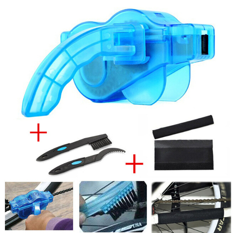 4 PCS / Set Bicycle Chain Cleaner Cycling Cleaning Brushes Bike Quick Washing tool Kits+ Clean Brush+ Chain Protector OD0001 ► Photo 1/6