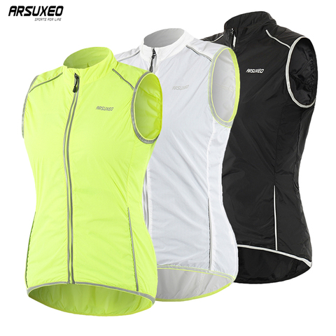 ARSUXEO Women Cycling Vest Pro Windproof Sleeveless Outdoor Sportswear  Bike Bicycle Jersey Running Hiking Reflective vest 18v5 ► Photo 1/6