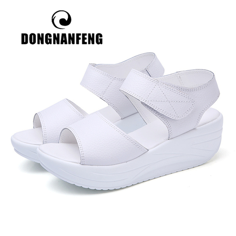 DONGNANFENG Women's Mother Ladies Female Genuine Leather Shoes Sandals Woman Platform Hook Loop Casual Summer Cool Beach AM-9018 ► Photo 1/6