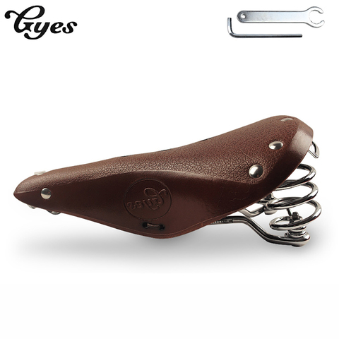 Gyes Classic MTB Bicycle Saddle Retro Vintage Leather Road Bike Mountain Bike Seat Cushion Gyes GS16 Black Brown ► Photo 1/1