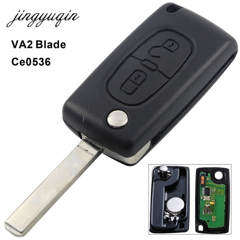 jingyuqin 2 Button VA2 Car Key For Citroen C2 C3 C4 PICASSO Remote Alarm Flip Auto Key Fob 433MHz ID 46 PCF7961 ASK Ce0536 ► Photo 1/4