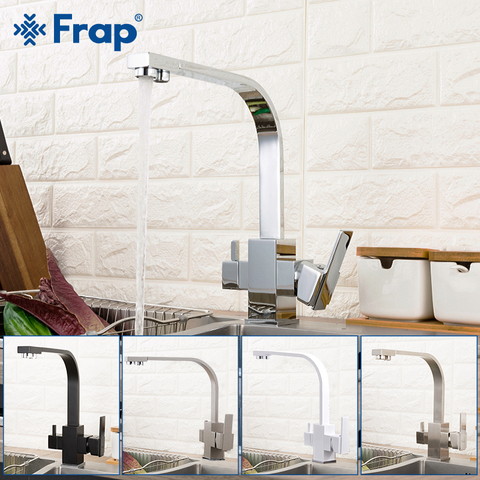 Frap Kitchen Faucets 360 Degree Rotation Black Square Water Filter Tap Water Faucet Solid Brass Kitchen Sink Water Mixer Y40102 ► Photo 1/6